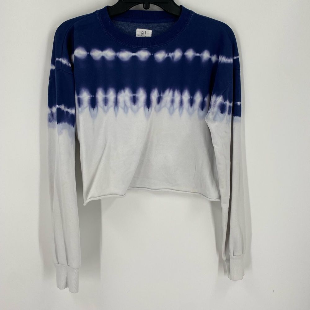 GAP Teen Blue and White Knit Shirt Tie Dye Cropped size L